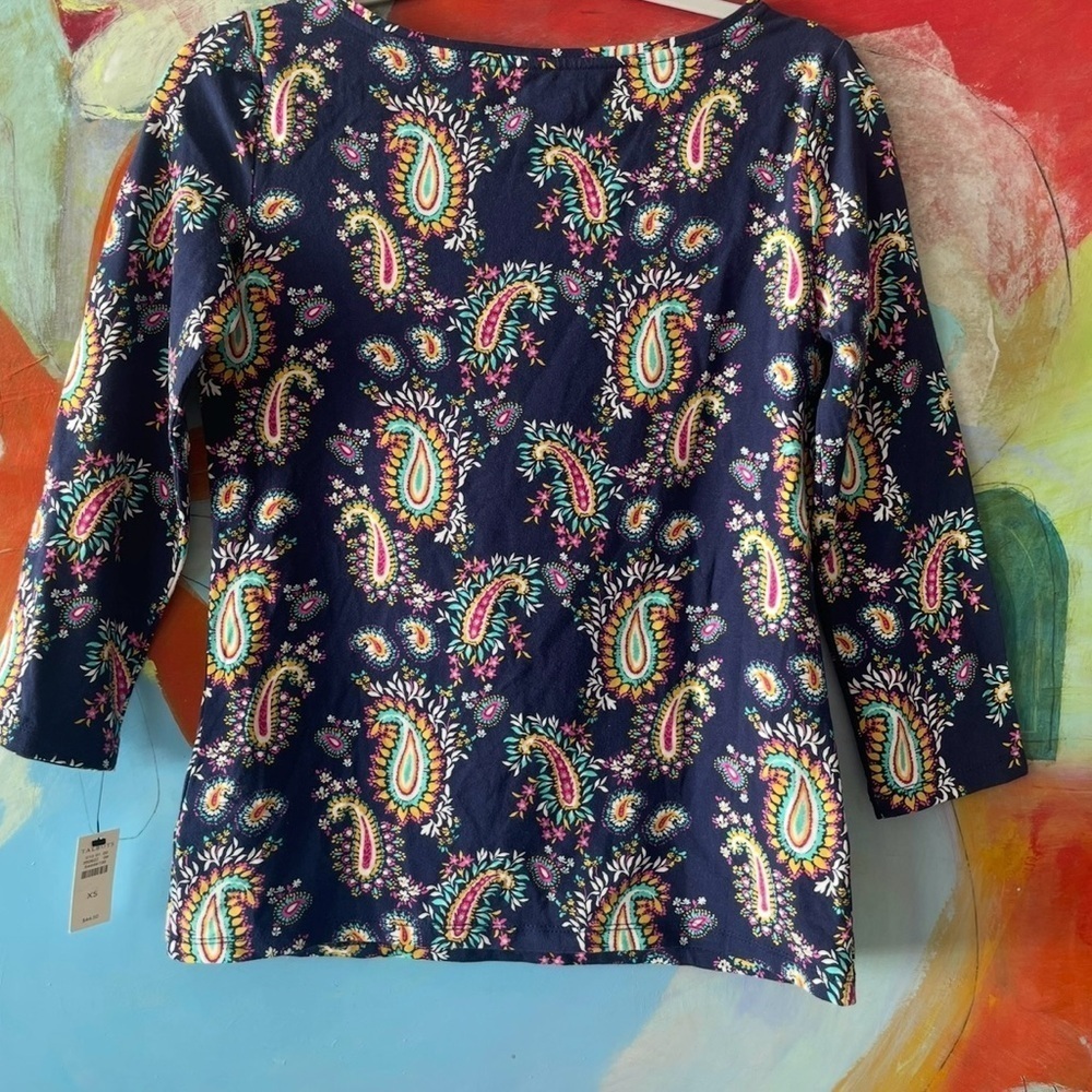 NWT Talbots multi colored Paisley Bateau Neck 3/4 sleeve Tee shirt
Beautiful!